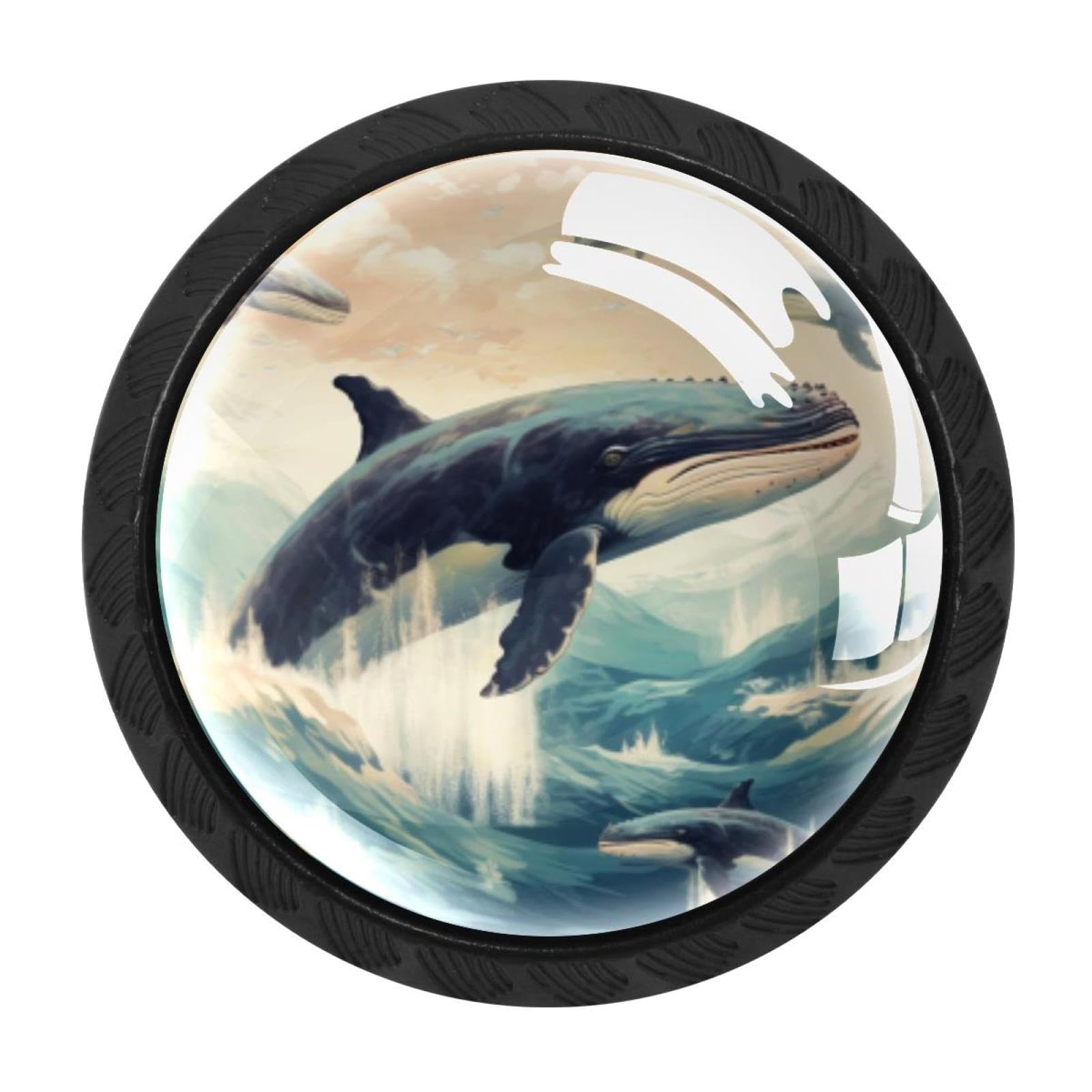 CHENZZZZ 4 Pack Whale Drawer Knob Cabinet Hardware