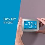 Sensi Thermostat intelligent tactile par Emerson avec écran tactile couleur, programmable, Wi-Fi, application mobile, facile DIY, Vie privée des données, Fonctionne avec Alexa, Energy Star certifié, ST75S-Silver, C-Wire nécessaire