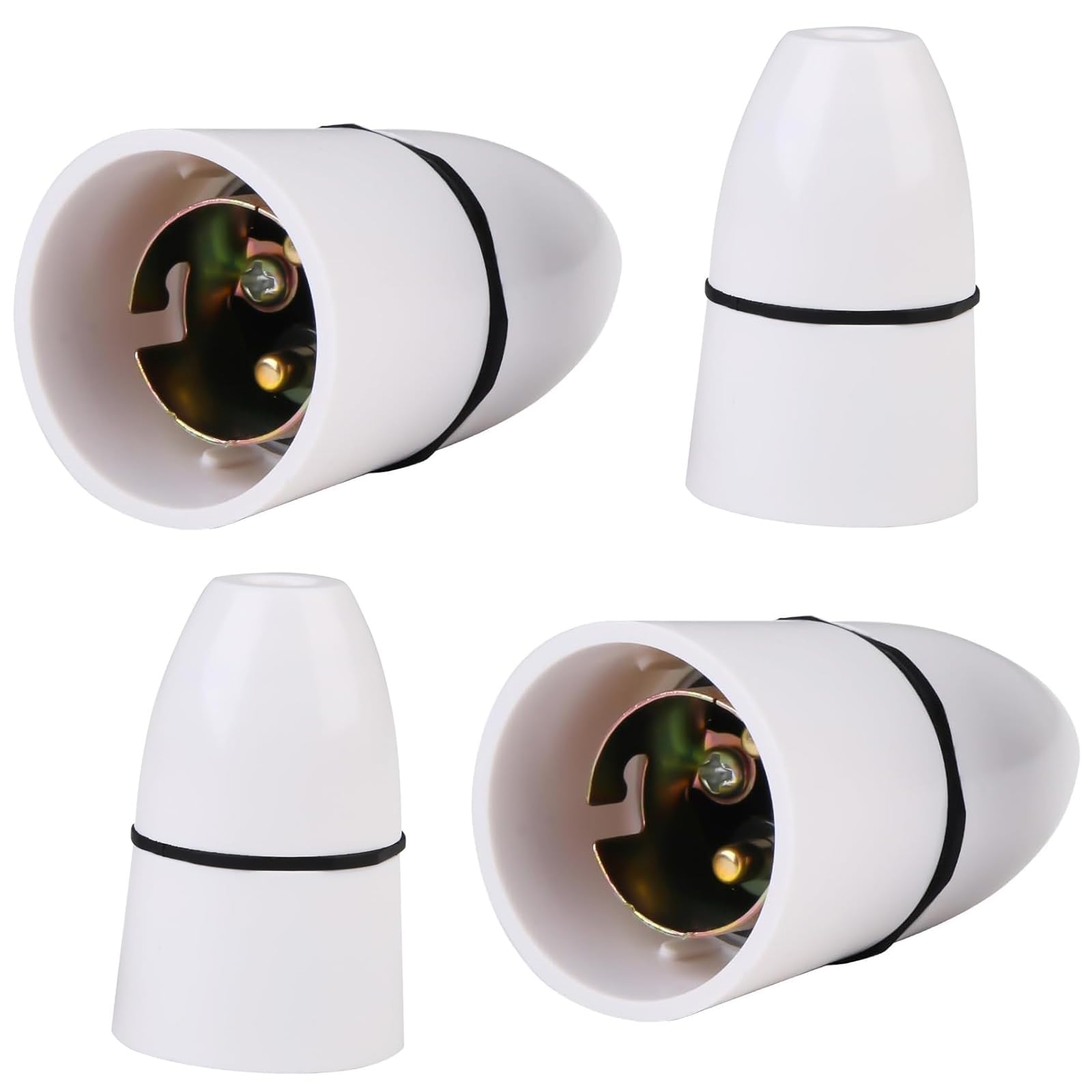 Lunpog 4 Pack B22 Bayonet Pendant Lamp Holder, Ceiling Pendant Light Fitting, White Bayonet Cap Lamp Holder for Ceiling Mount, Chandelier, Hanging, Wall Mount, Unswitched