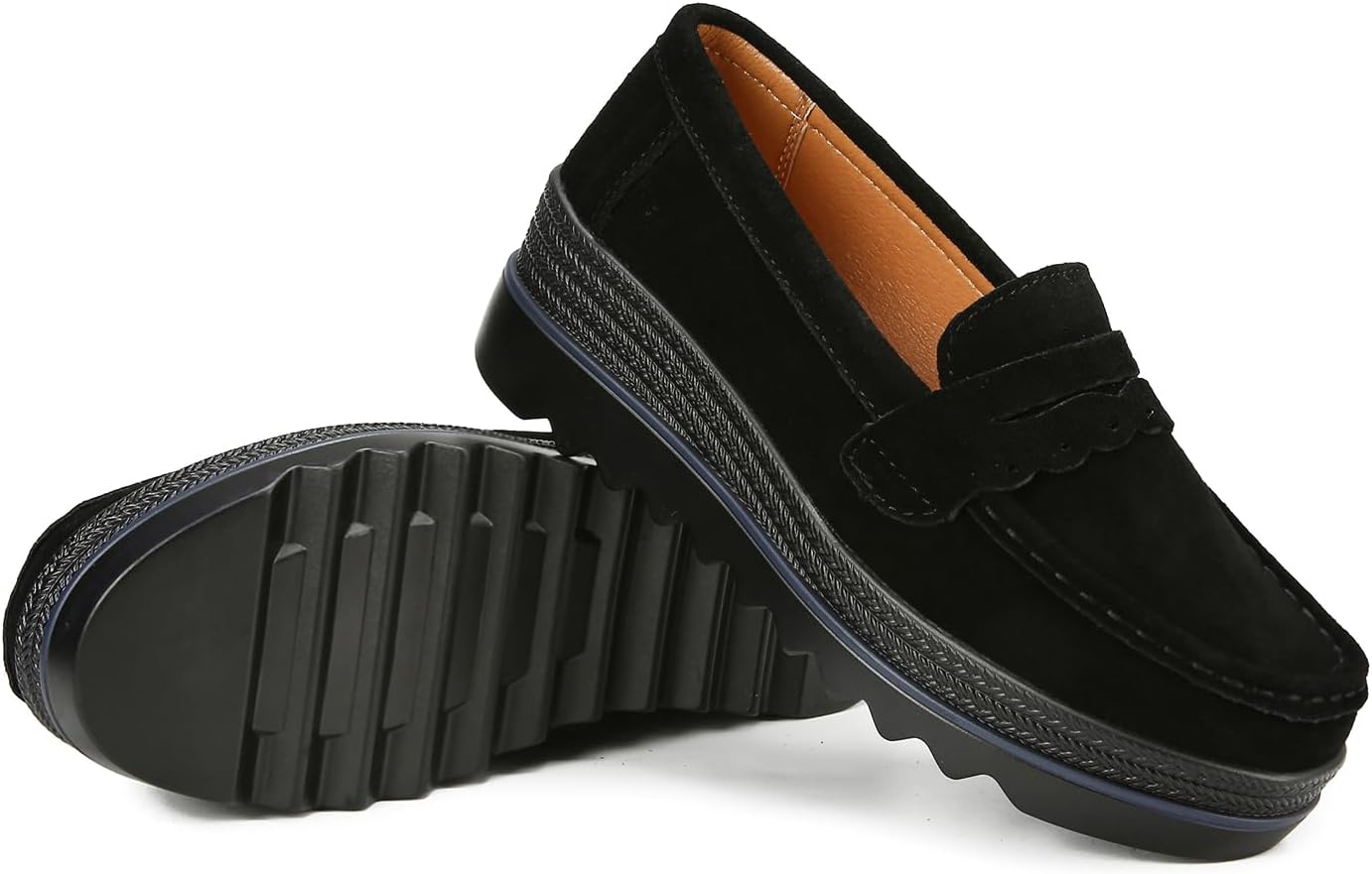 Ruiatoo Women's Slip-On Platform Loafers Suede Wedge Mocs Low-Top Lightweight Casual Office, Travel, Daily Walking Shoes - Image 6