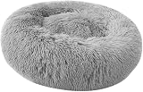 Aoresac Panier pour Chien, Lit Coussin Rond pour Chat, Canapé Donut Moelleux Confortable pour Toutes Tailles Les Chien Chat, Tissu Peluche