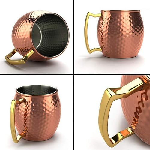 Miniatura 3 de Moscow M Cup Vaso de cerveza, cóctel chapado en cobre, taza de metal, 18 onzas, taza de acero inoxidable chapado en cobre, adecuado para fiestas de