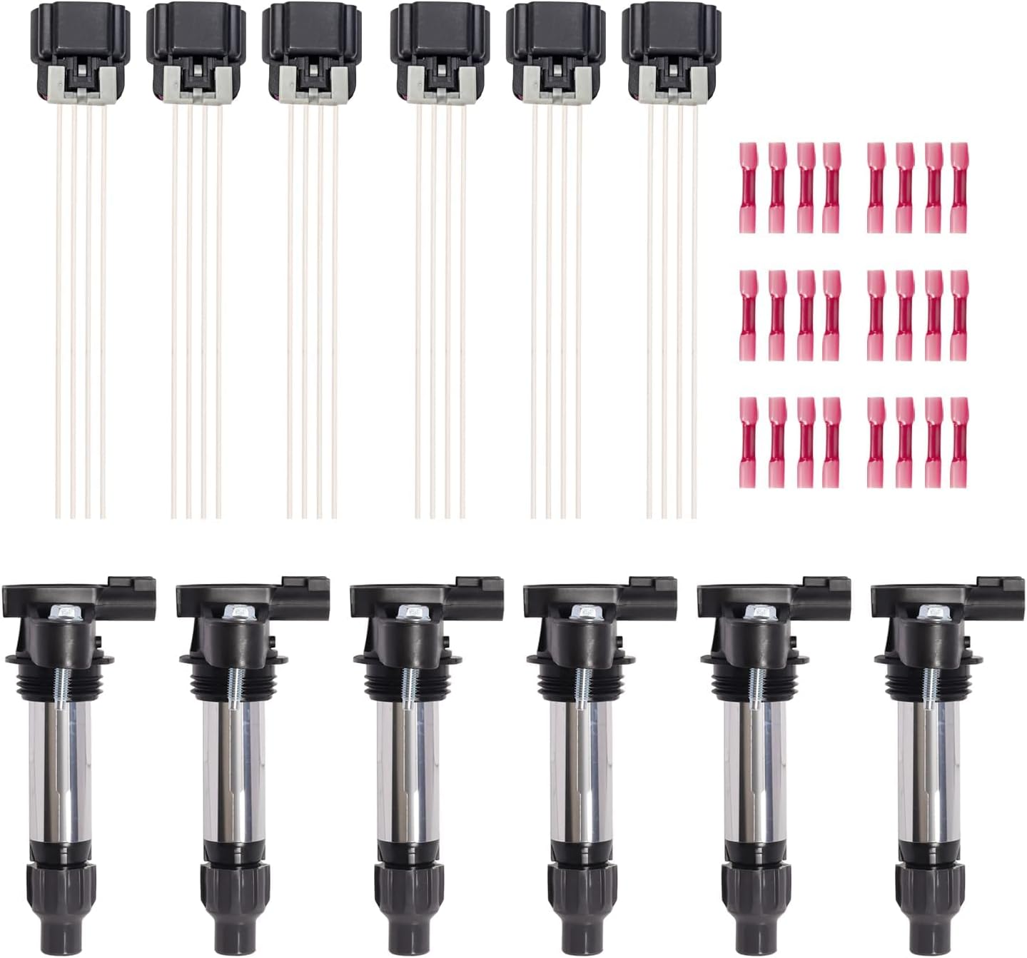 ENA Set of 6 Ignition Coil and 6 Connector Compatible with Buick Chevrolet Cadillac GMC Saturn Pontiac Enclave CTS Malibu Canyon Terrain Impala V6 3.6L 3.0L 2.8L Replacement For UF569