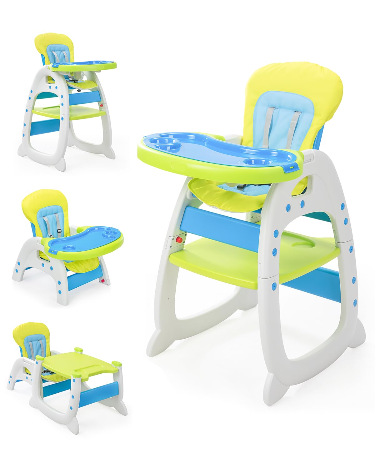 SANDINRAYLI Baby High Chair,3 in 1 High Chairs for Babies and Toddlers, Convertible Toddler Highchair, Adjustable Infant Feeding Chair for Boy & Girl,
