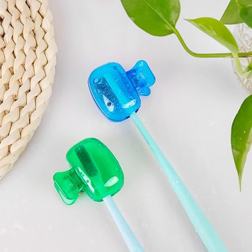 Miniatura 2 de Eaezerav Paquete de 4 fundas para cepillos de dientes, protector de cepillo de dientes, clips portátiles de plástico para cepillos de dientes, funda