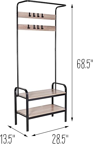 Miniatura 4 de Honey-Can-Do Banco de entrada con ganchos para abrigos y almacenamiento de zapatos, gris sauce SHF-08746 negro
