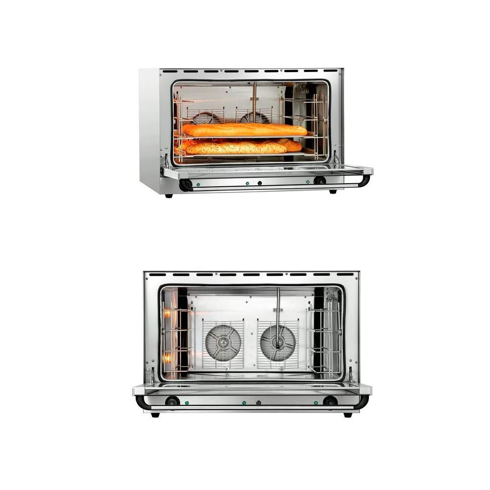 MBH - Forno elettrico industriale a convezione 60x40 per la ristorazione e la panificazione. Forno professionale per pane con 4 teglie da 60x40 cm per prodotti da forno e pasticceria.