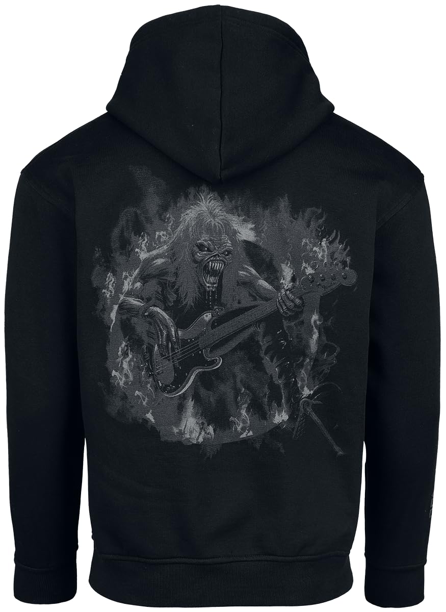 Iron Maiden Fear Lives Flames Homme Sweat-Shirt à Capuche Noir