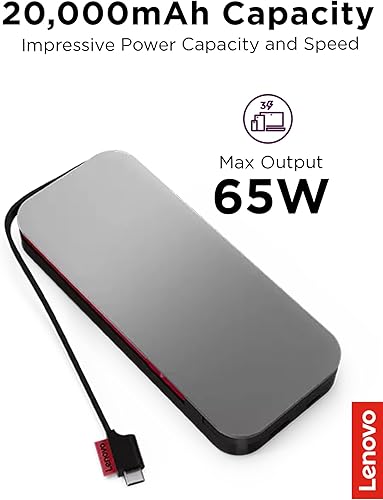 Miniatura 4 de Lenovo Go - Banco de energía para portátil USB-C (20000 mAh) - 65 W - Puertos USB-C y USB-A - Estación de energía portátil de carga rápida con cable