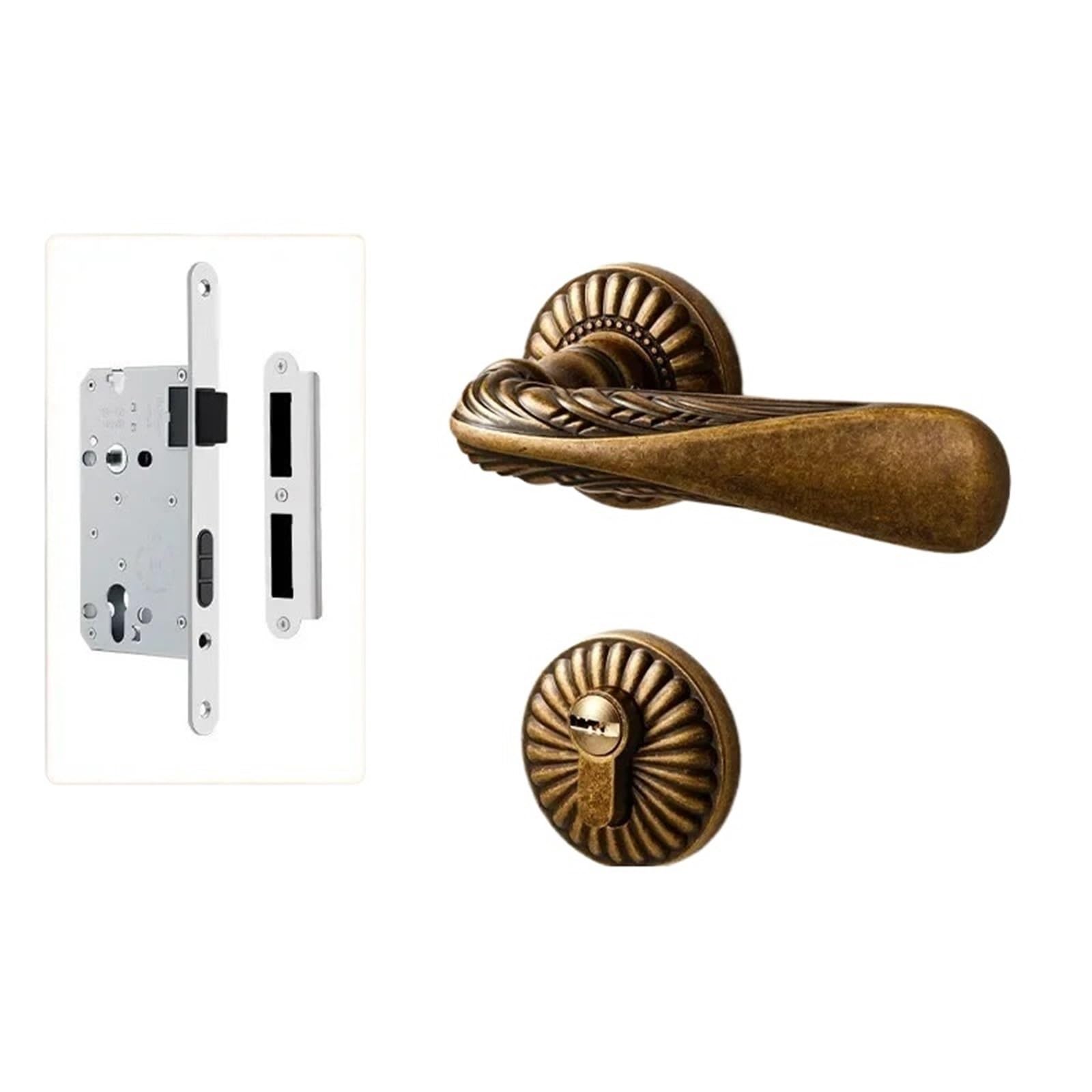 Kdhcvkz Silent Lock Retro Bedroom Silent Door Lock Zinc Alloy Split Magnetic Locks Universal Safety Hardware Accessories(Silent Lock)
