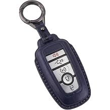 for Ford Key Fob Cover Leather Key Case Holder Keychain for Bronco Explorer Fusion Mustang F150 Edge Escape Expedition Lincoln Truck King Car Key Shell Accessories Blue