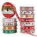 Pack of 12 Christmas Print Satin Fabric Ribbons - Craft Ribbon Assortment - for Gift Wrap, Craft Projects, DIY, Decoration, 0.6 Inches x 5 Yards, Assorted Christmas Themes