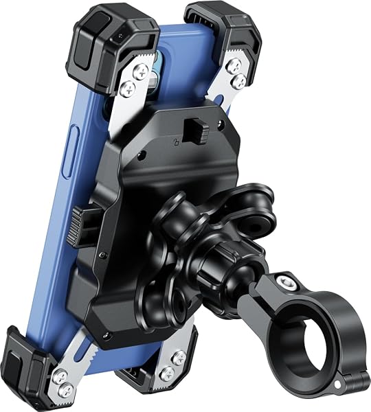 Kaedear(カエディア) バイク スマホホルダー 振動吸収 バイク用スマホホルダー 携帯ホルダー ファイバー強化樹脂&アルミ ハンドル/ミラー 原付 オートバイ 自転車/高い脱着操作性/スマホ厚さ15mmまで/縦長スマホ対応/カメラ突き出し対応/スマホリング非対応/メタルアーム/ロック機構/全方向振動吸収AIR/クイックホールドⅡ Airアブソーバー KDR-M11CPJ-BK - 1