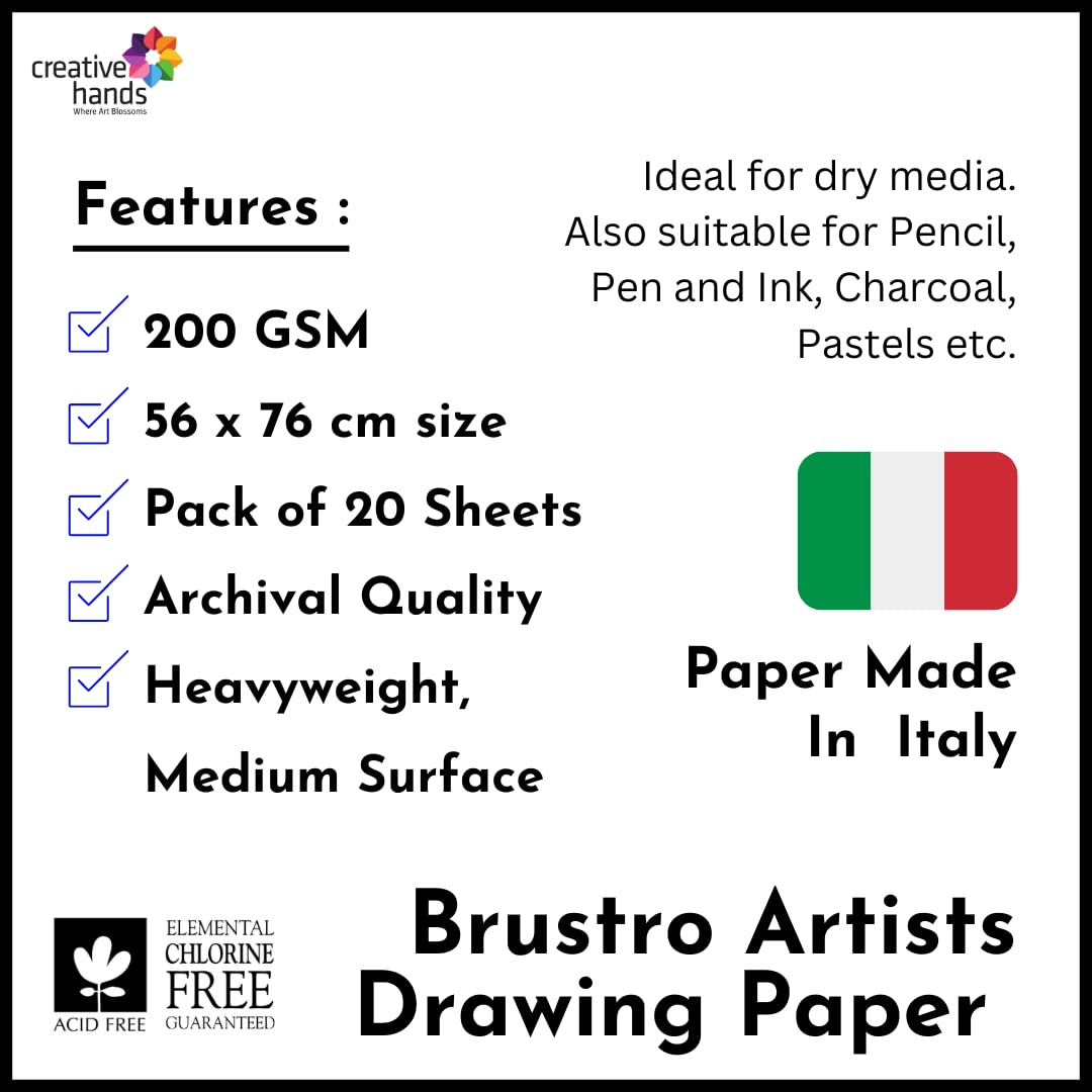 Brustro Papier do rysowania artystów 200 g/m² 56 x 76 cm, 20 arkuszy