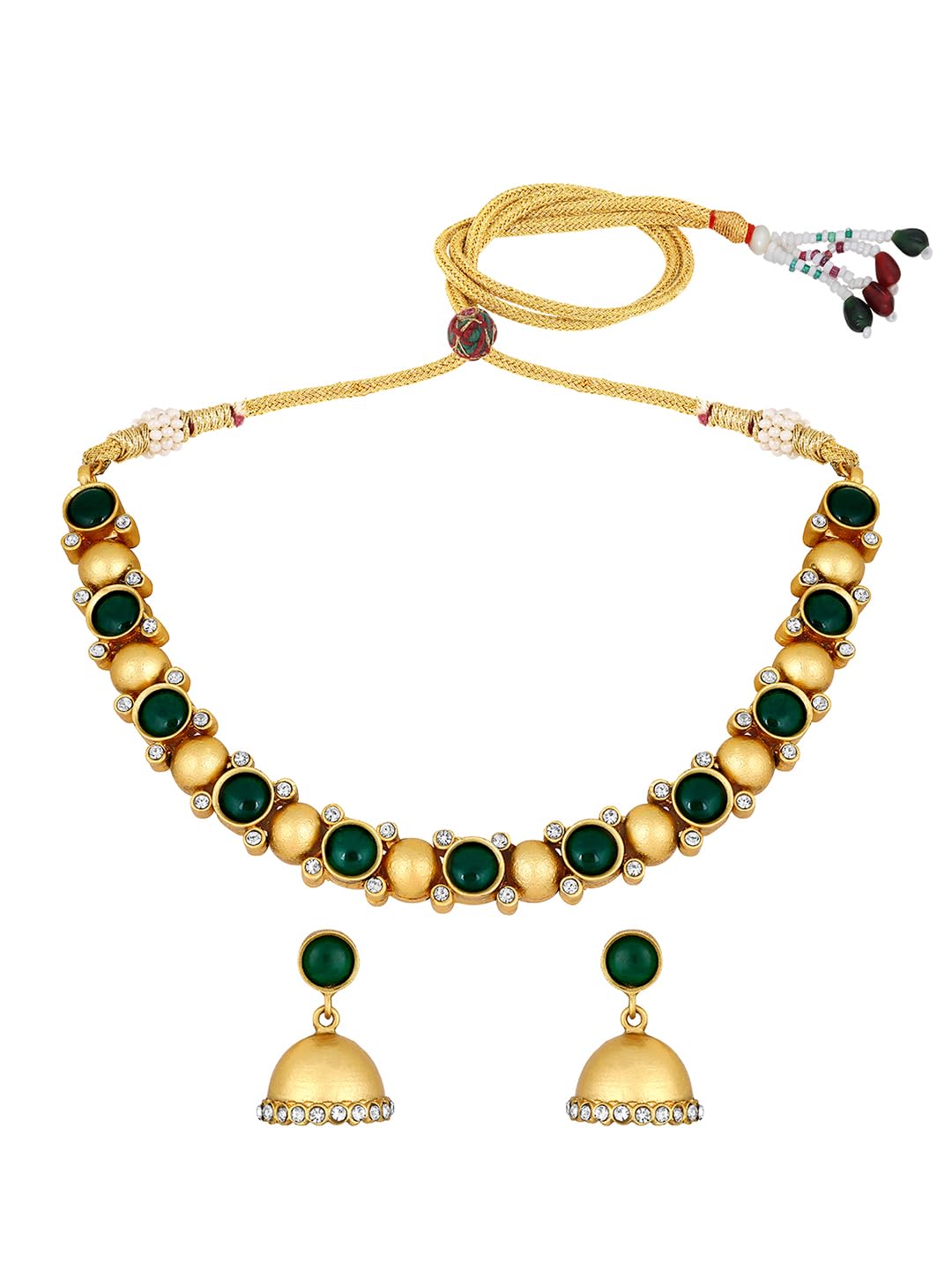 Asmitta jewellery Latest Stylish Fancy Choker Traditional Jewellery Set for Women | American Diamond Necklace Set | Jewelry with Artificial Green stones & Beads | Festive Wedding Party Necklace | 22k Gold Plated | Just Like Original Gold Jewellery (B0DB7T74KV) Amazon Price History, Amazon Price Tracker