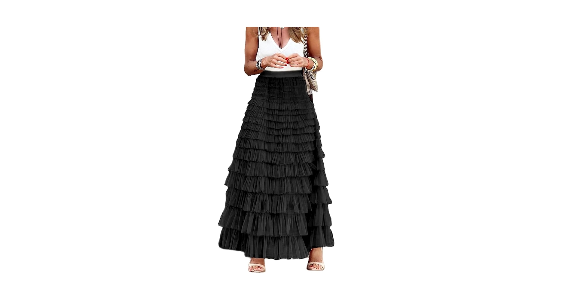 ハーリップトゥ　Round Tiered Long Skirt M Round Tiered Long Skirt