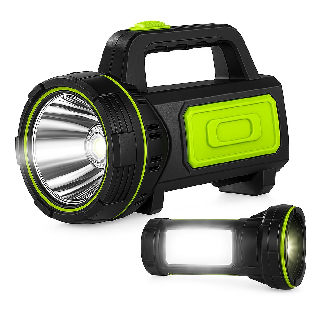 Nianpu Green/Black Ultra-Bright Led Rechargeable Torch – 1000Lm Handheld Flashlight 1200Mah, 2 Modes, Compact & Waterproof (Ipx5) – Perfect For Camping, Outdoor Activities & Emergency Use