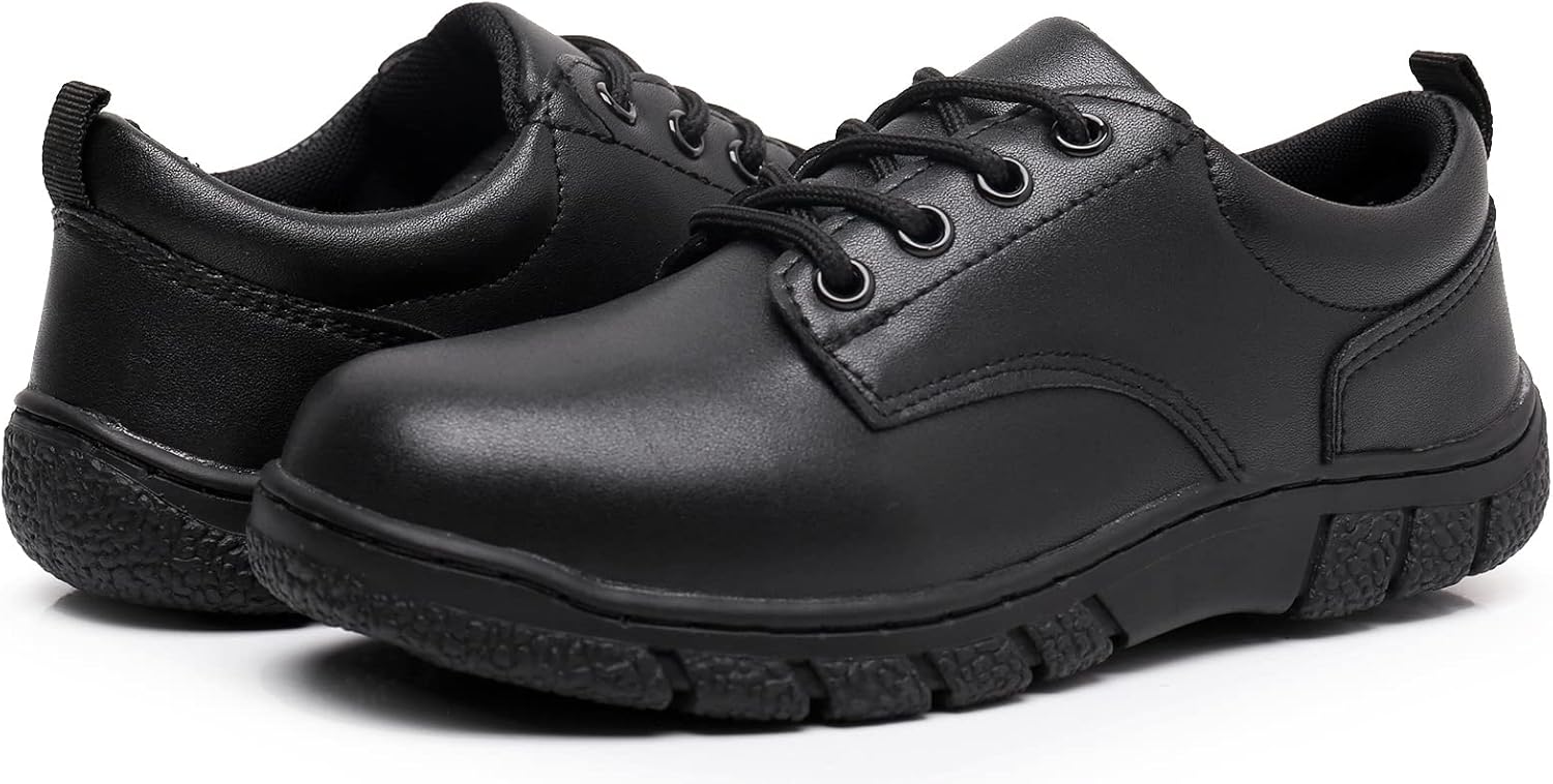 Blikcom Boys Kids School Uniform Shoes Adjustable Laces Formal Oxford Dress Shoes Loafers - Image 8