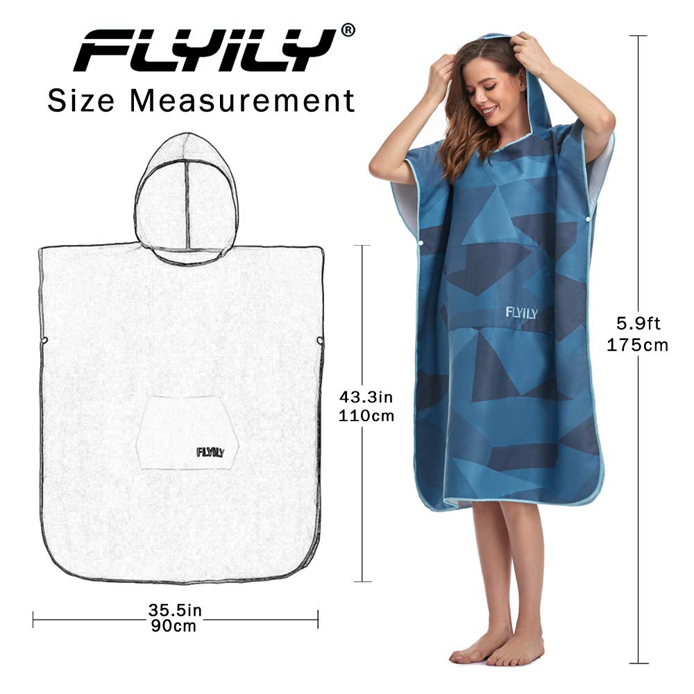 Microfaser Surf Poncho Handtuch mit Kapuze Bademantel zum Schwimmen und Strand wechseln Einheitsgröße Alle Erwachsenen