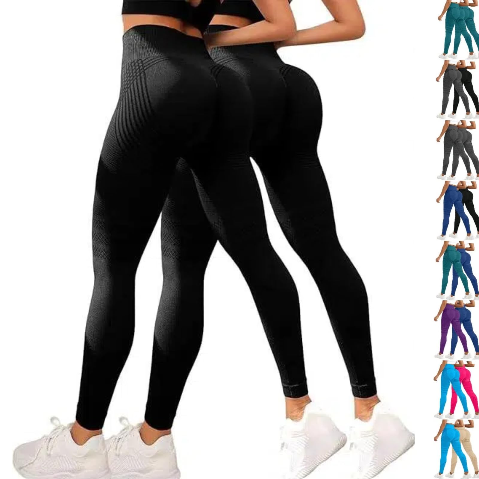 Lot de 2 Legging 3D Anti Cellulite Femme Couture Lipedema Compression Minceur Leggings Sport Femme Scrunch Taille Haute sans Legging Push Up Stretch Yoga Running Fitness Sculptant Pantalon