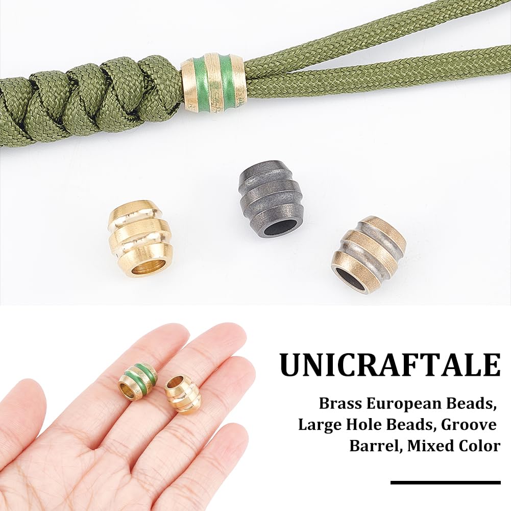 Unicraftale 4pcs Colors Metal Column Beads Paracord Bead