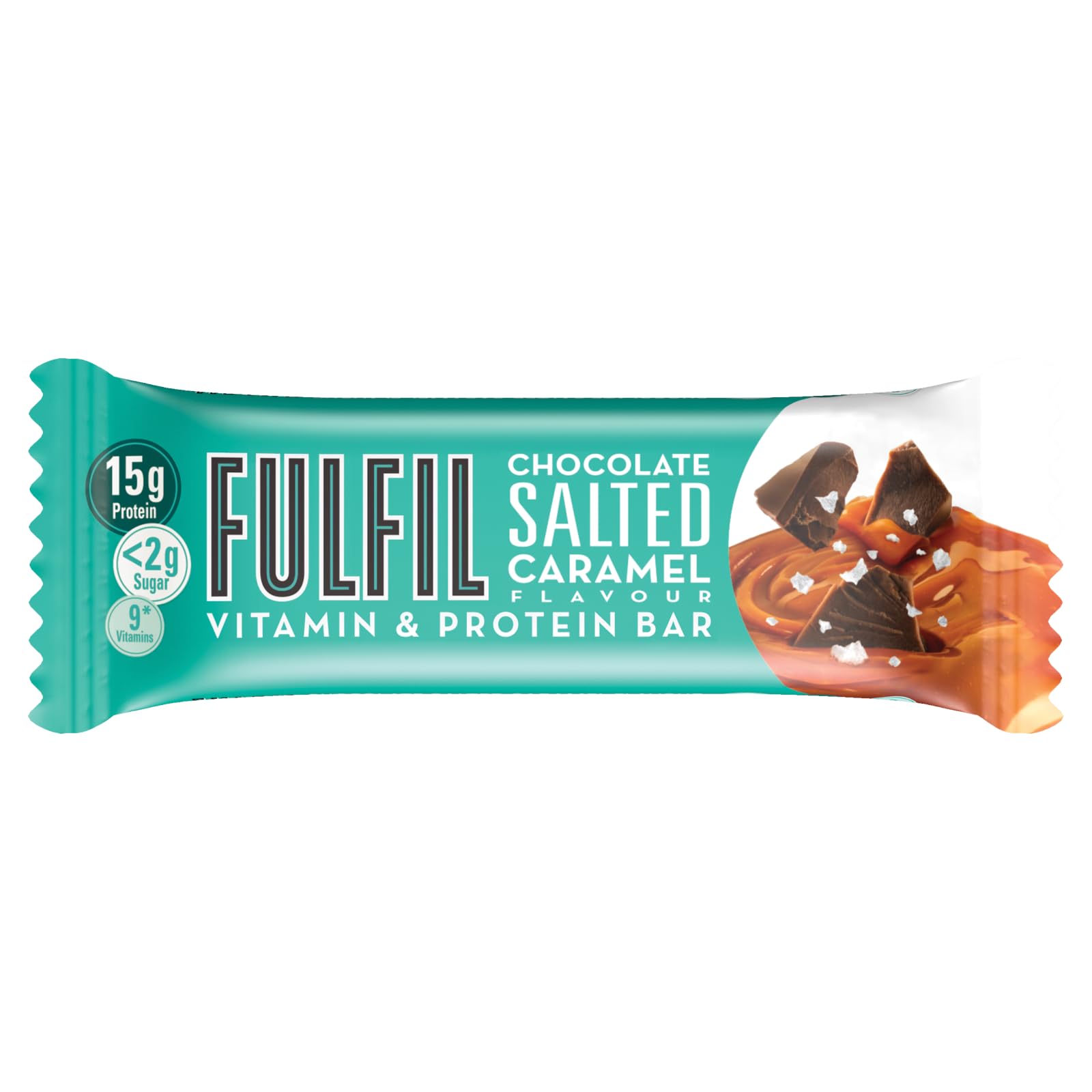 Vitamin and Protein Bars (15 x 40g Bars) — Chocolate Salted Caramel Flavour — 15g High Protein, 9 Vitamins, Low Sugar
