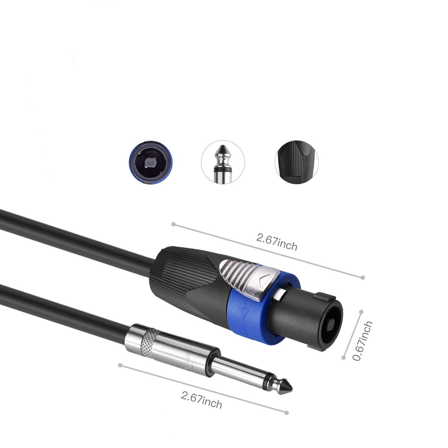 Pro 15,2 m 12 Gauge Speakon a 1/4 maschio cavo altoparlante audio, singolo