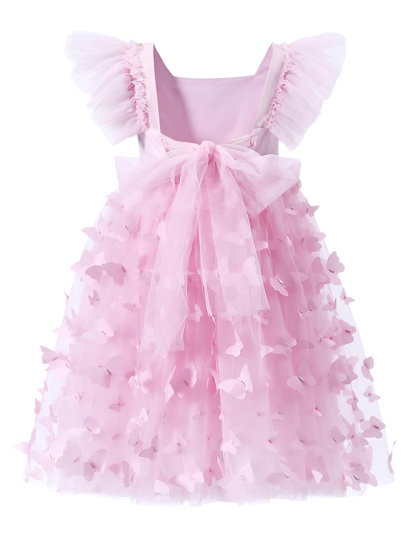Tutu.kk Toddler Girls Vintage Party Dress Ruffled Sleeve A-Line Tulle Flower Girl Dresses for Wedding,Birthday
