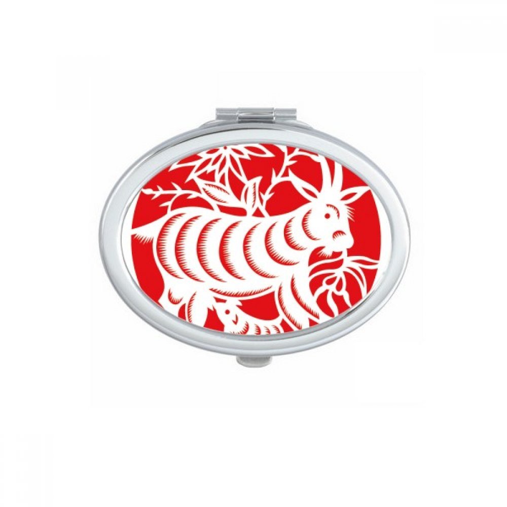 Miroir de poche fait à la main motif zodiaque mouton art de Chine cadeau original