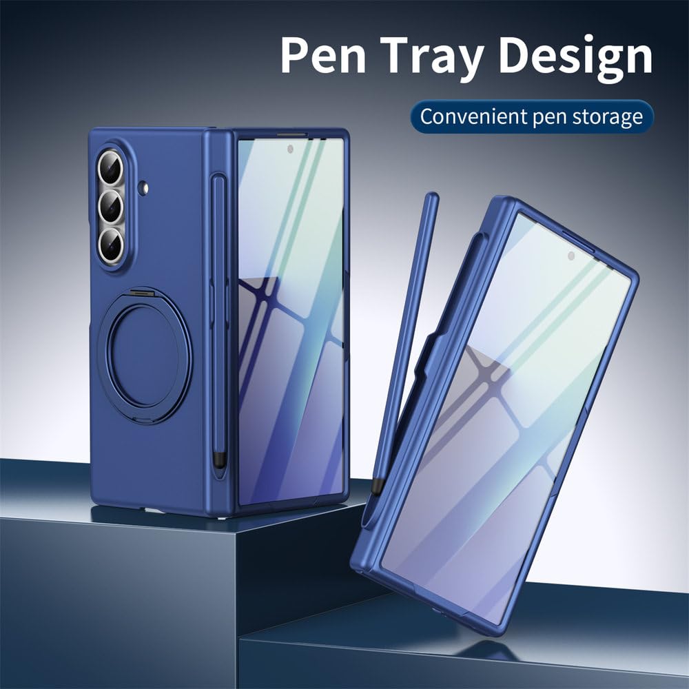 Pellicola protettiva placcata con supporto magnetico, custodia per telefono per Samsung Z Fold 8 Ultra 7 6 5 con slot per penna, cover rigida in PC, argento, per Samsung Galaxy Z Fold 8