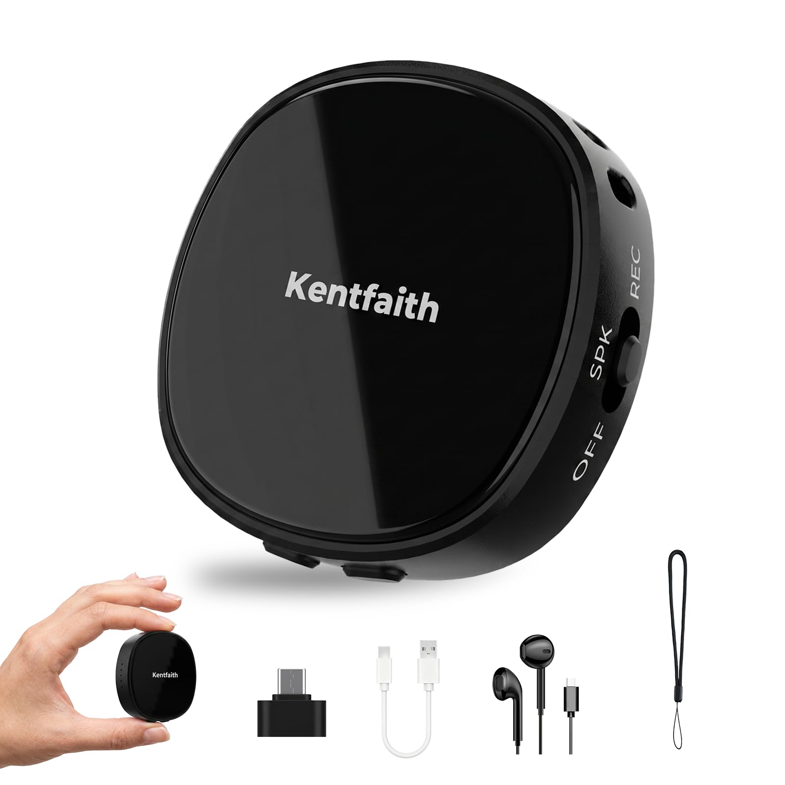 Kentfaith Mini Grabadora de Voz Magnética 128GB | Activación por Voz, Reducción de Ruido DSP, 25H de Batería, Grabadora Digital USB-C para Reuniones, Clases e Entrevista