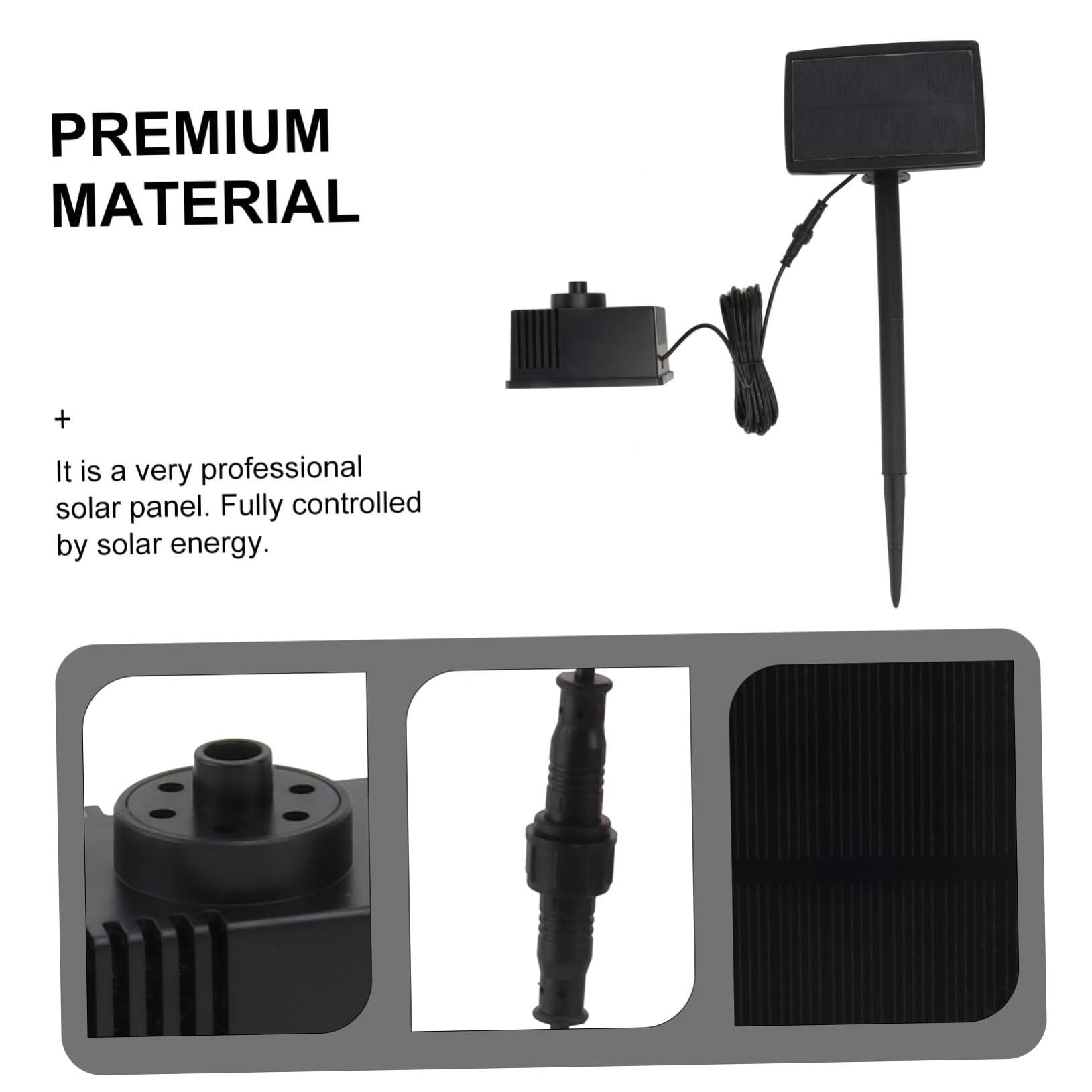 iplusmile Kit Pompa per Fontana Solare da Giardino in Plastica Nero Funzionamento Automatico e Cura Facile per Laghetti e Piscine Esterni