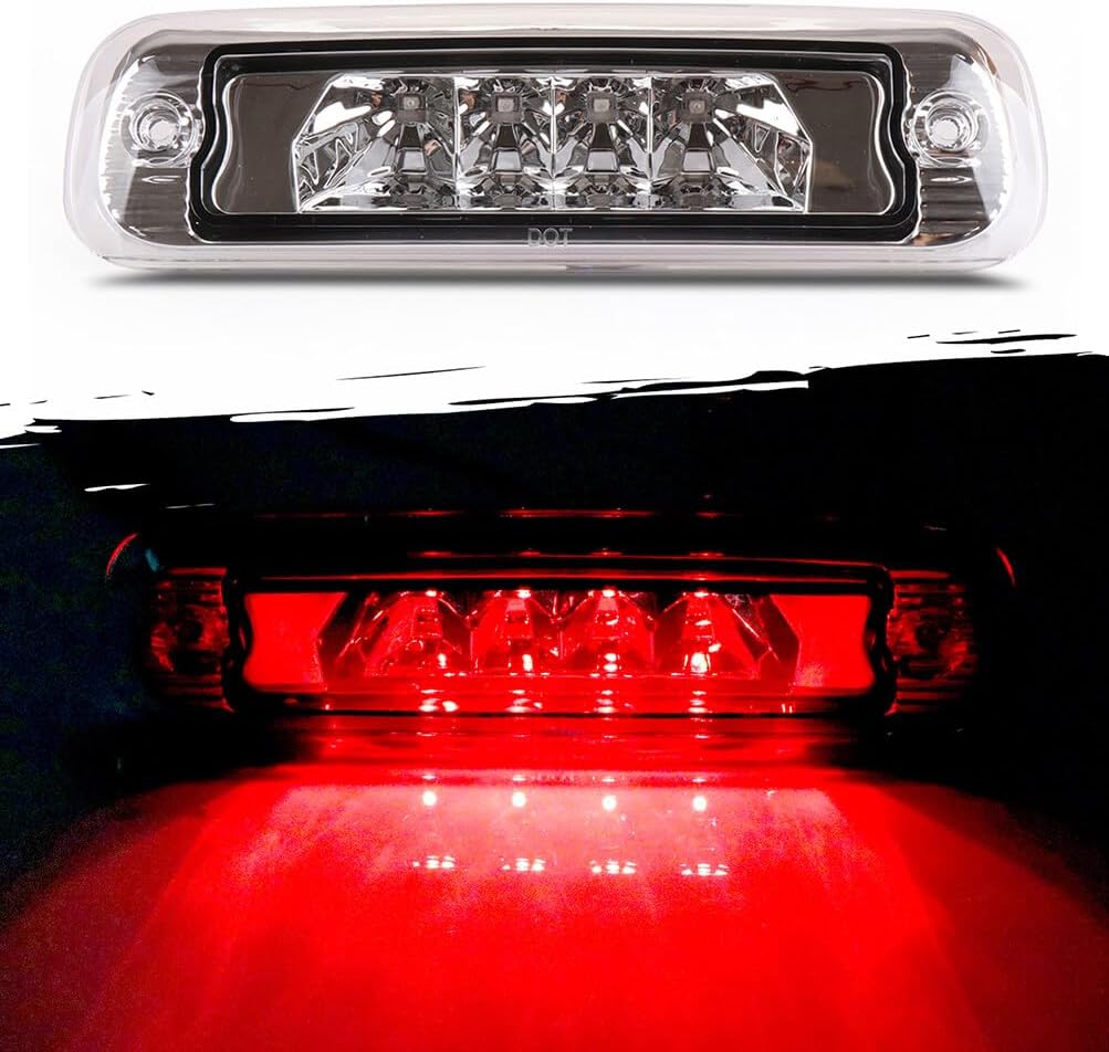 Rear High Mount Stop Brake Lights LED Third Brake Cargo Light Fit For Jeep Cherokee 1997-2001 Third Rear Cab Roof Center Tail Cargo Lamp Black Housing Smoke Lens