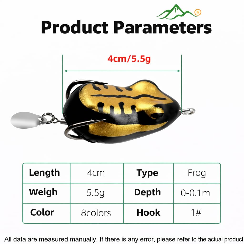 Izzawa Ripper Frog Fishing Lure (Pack of 1), Any One Colour, 4cm