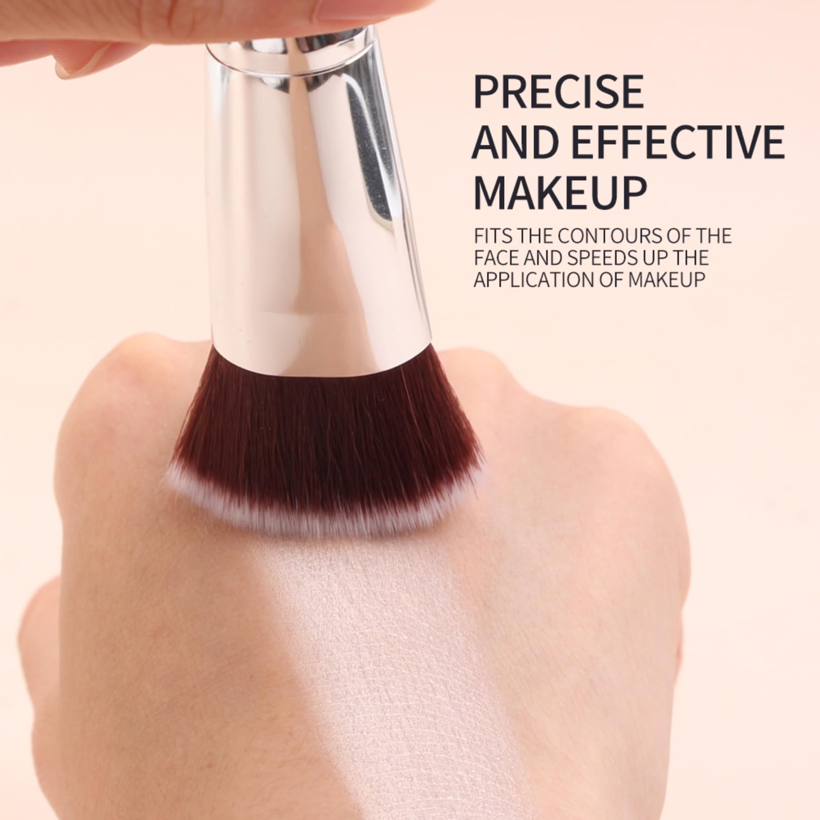 Kabuki-Foundation-Pinsel mit flacher Oberseite, luxuriöses Make-up-Werkzeug für nahtloses Auftragen von Flüssigkeit, Creme und Puder, ideal zum Polieren, Mischen und Perfektionieren Ihres Looks