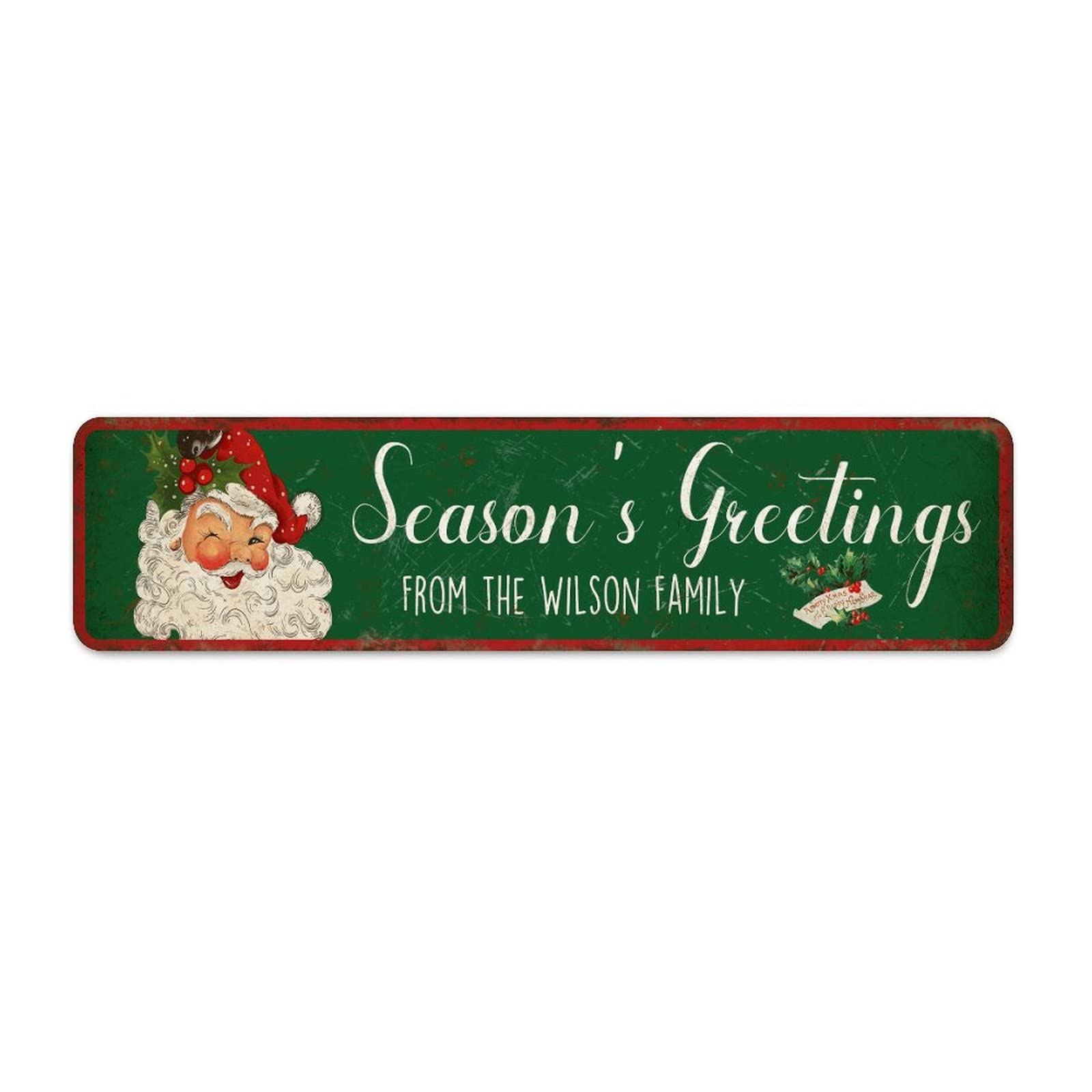 Panneau de rue Père Noël personnalisé plaque de Noël rétro intérieur extérieur