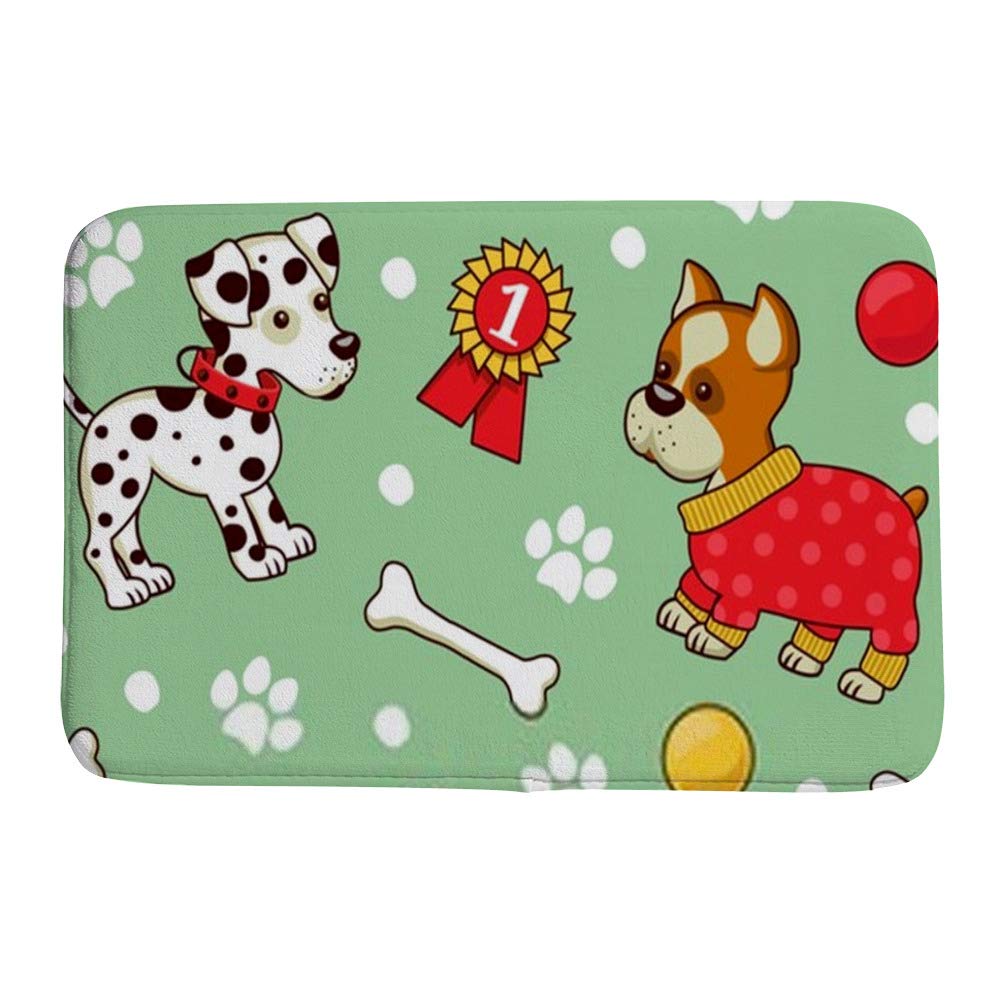 Tapis de bain motif chiots en velours corail doux pour salle de bain