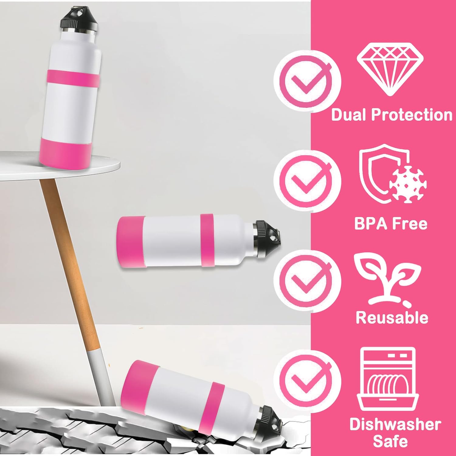 Greant Double Protective Water Bottle Boot Compatible with Hydro Flask, Silicone Flex Boot Compatible with Hydroflask Boot, Universal Anti-Slip Bottle Sleeve, 3 Sizes to Choose - Image 2