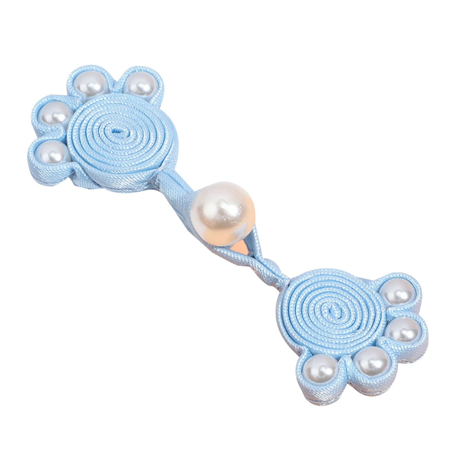 Buxuaaaa Light Blue Chinese Cheongsam Buttons Knots Sewing Fasteners Braid Knit For Paw Buttons With Pearl Decor For Outfit Sew Sewing Fasteners And Buckles Braid Knit