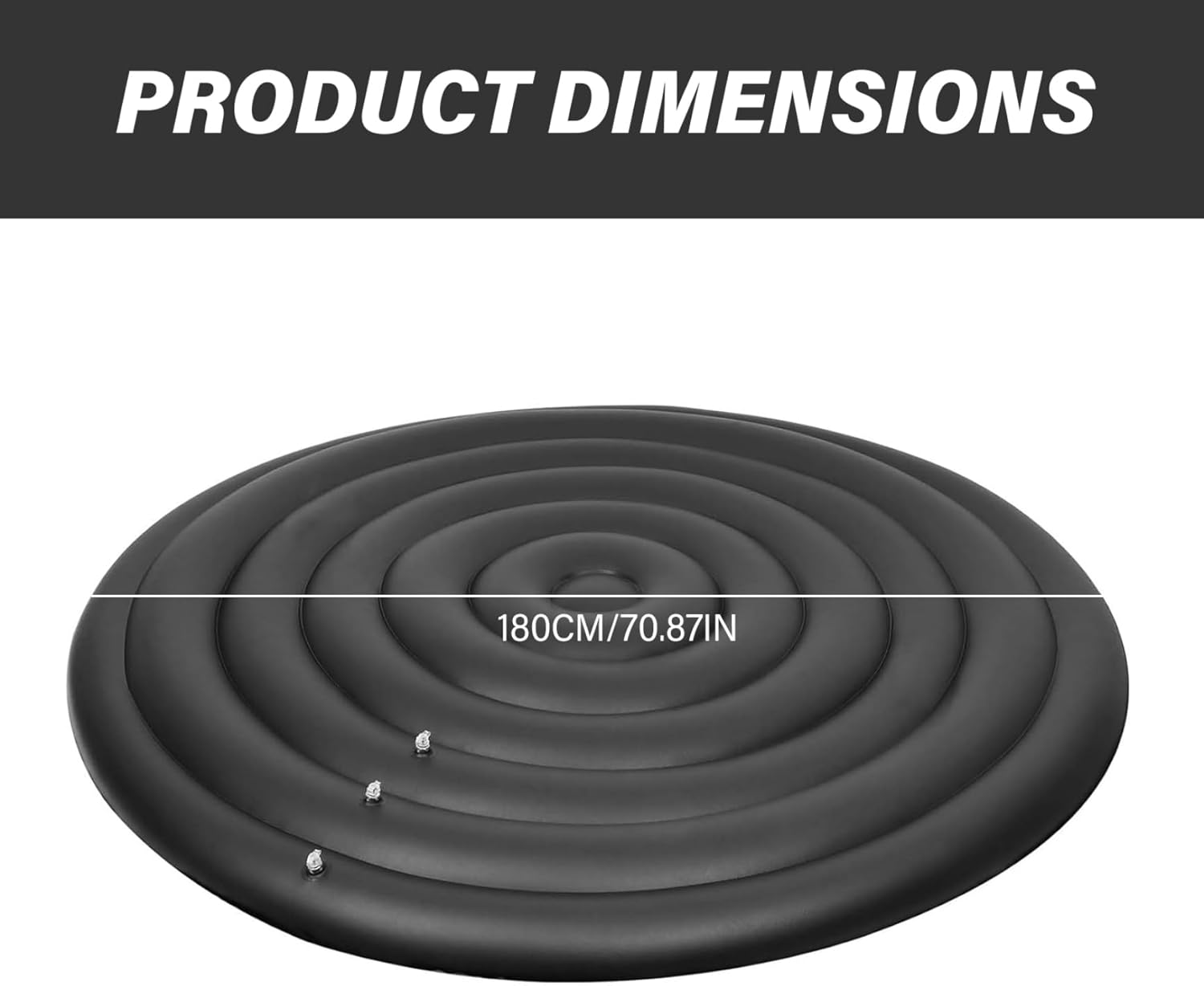 Inflatable Hot Tub Cover, 50in 62in 71in Adjustable Round Hot Tub Cover with 3 Valve, 0.25mm PVC Leakproof Covers for Spa, Above Ground Pool & More, Without Handle