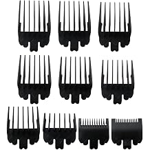 Clipper Guards Set Compatible with Wahl Clippers TPOB Slime2, Clipper Guides Replacement - 1/16" to 1", 10 Piece Set, Black Color