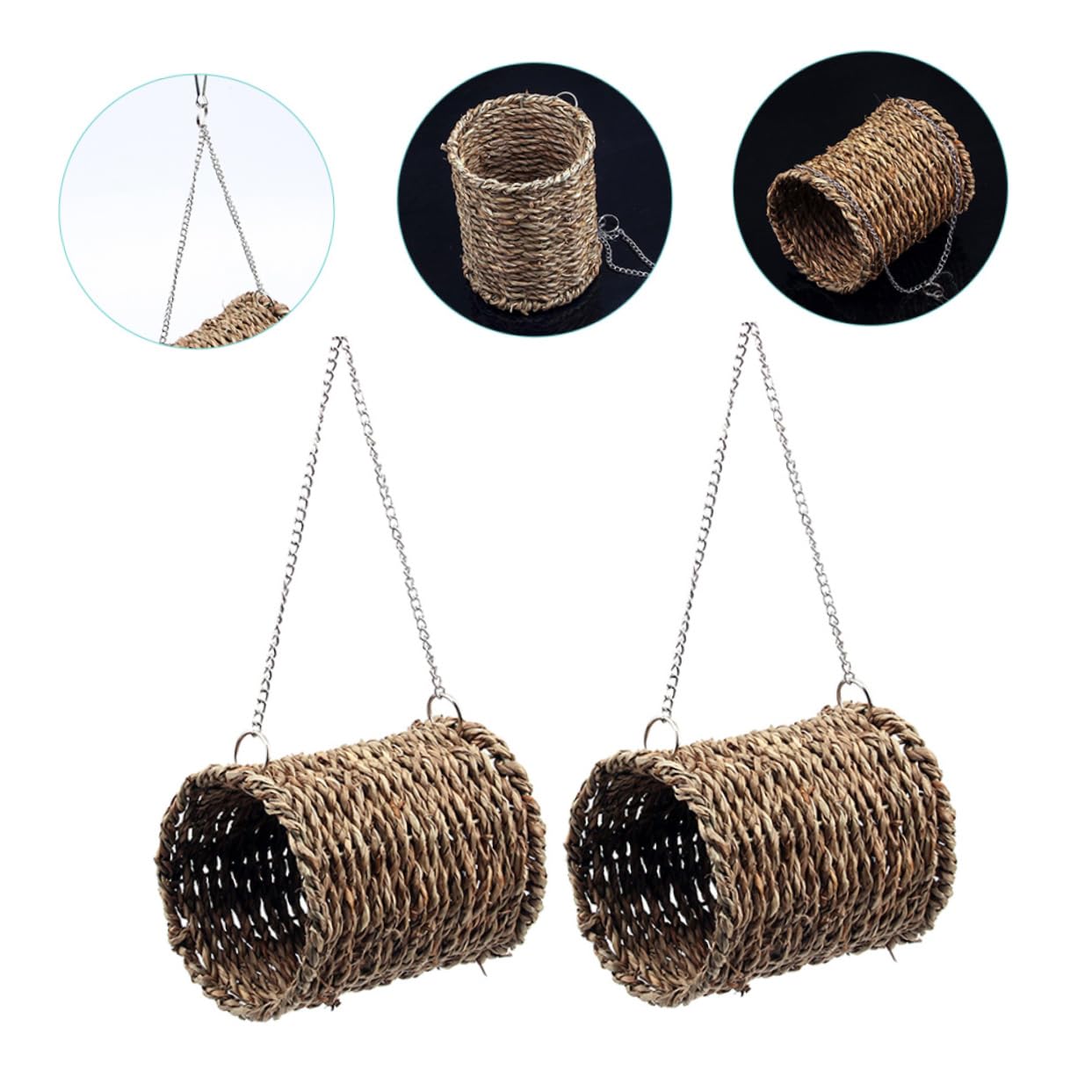 minkissy Hamaca de Loro, Nido de Ardilla, Juguetes para pájaros, Columpio para Mascotas, Jaula para Ratas, Conejo, Juguetes para Loros, escondite, cabaña Colgante, Nido de pájaros, casa de bambú, la