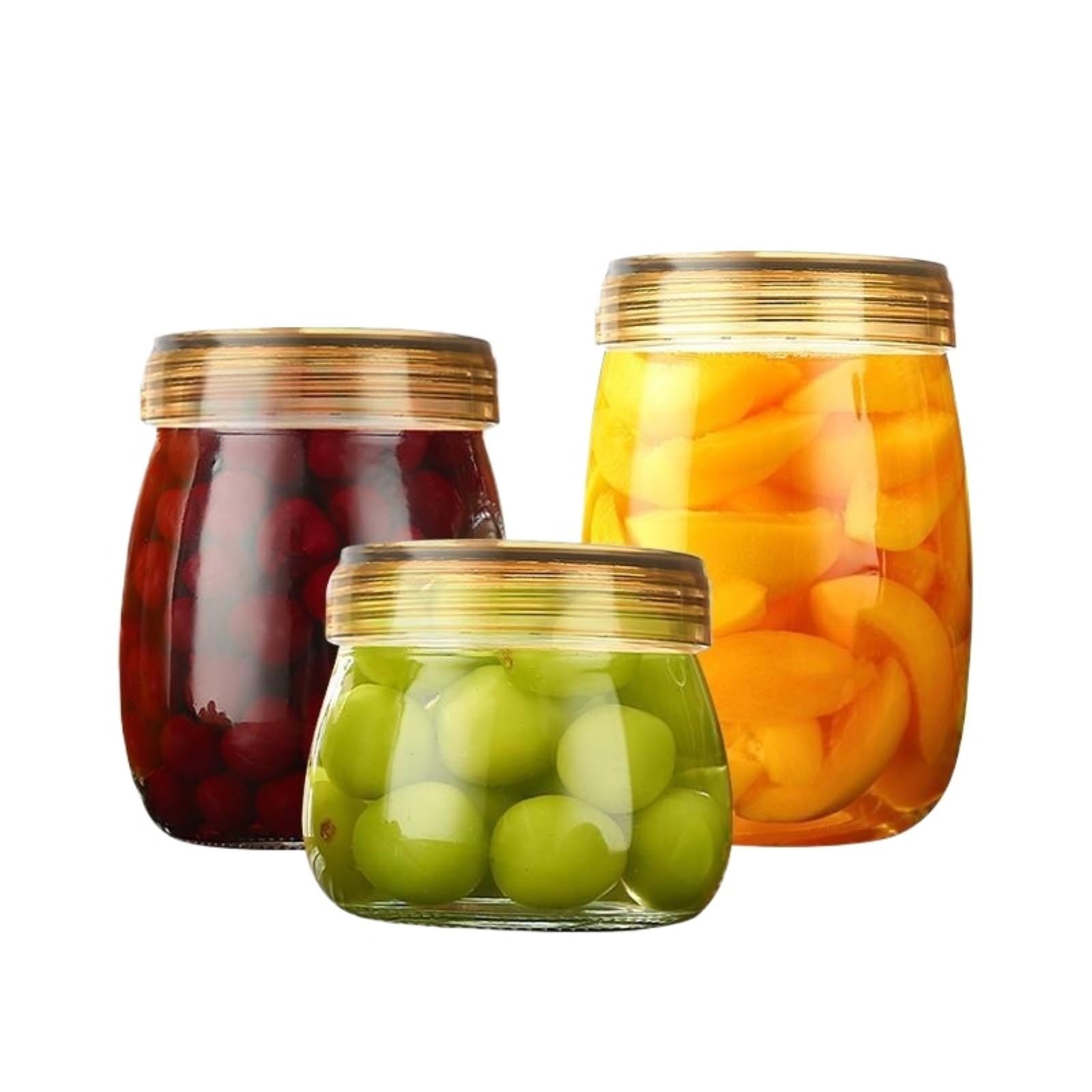 Barattoli Vetro Con Coperchio 3 Pezzi Di Barattoli Vetro Con Coperchi, Contenitori Multifunzionali Barattolo Ermetico(Transparent-B)