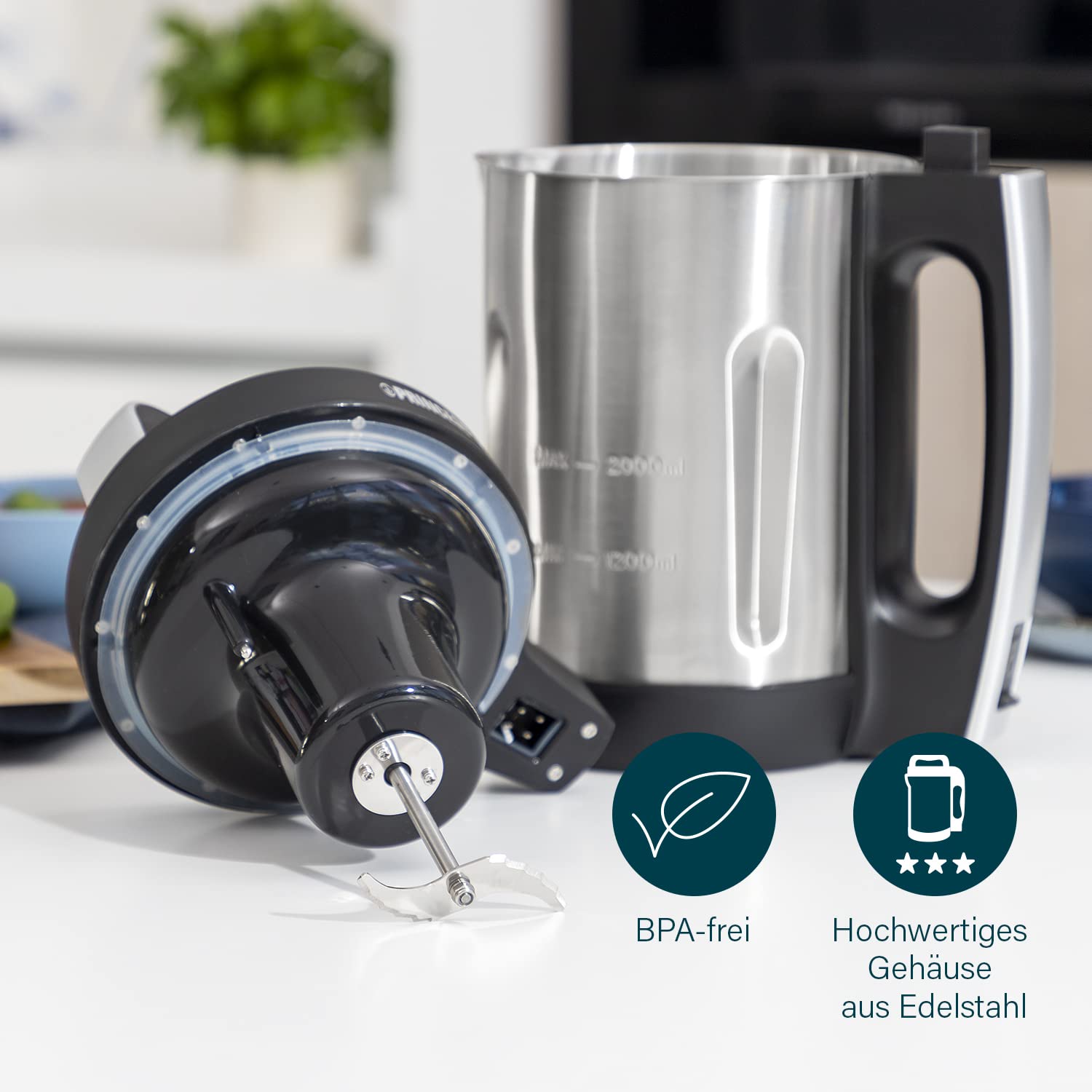 Princess 214002 Soup Maker Family XL 2L Edelstahlgehäuse 6 Programme