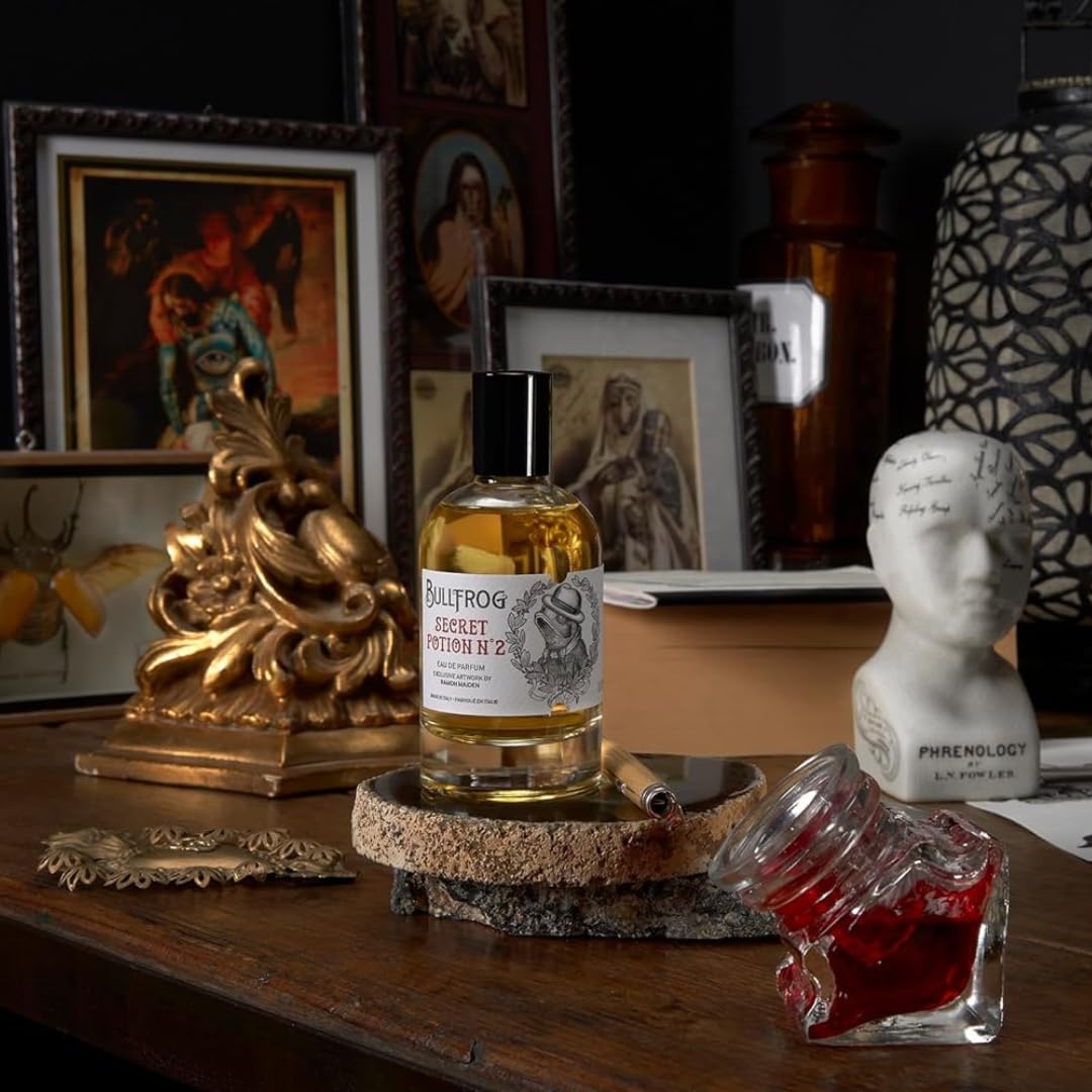 Bullfrog Eau De Parfum Secret Potion N.2 100ml - Perfumy dla mężczyzn - Nuty czarnego pieprzu, cynamonu, gałki muszkatołowej, drewna cedrowego, wetweru i drzewa sandałowego - Wyprodukowano we Włoszech