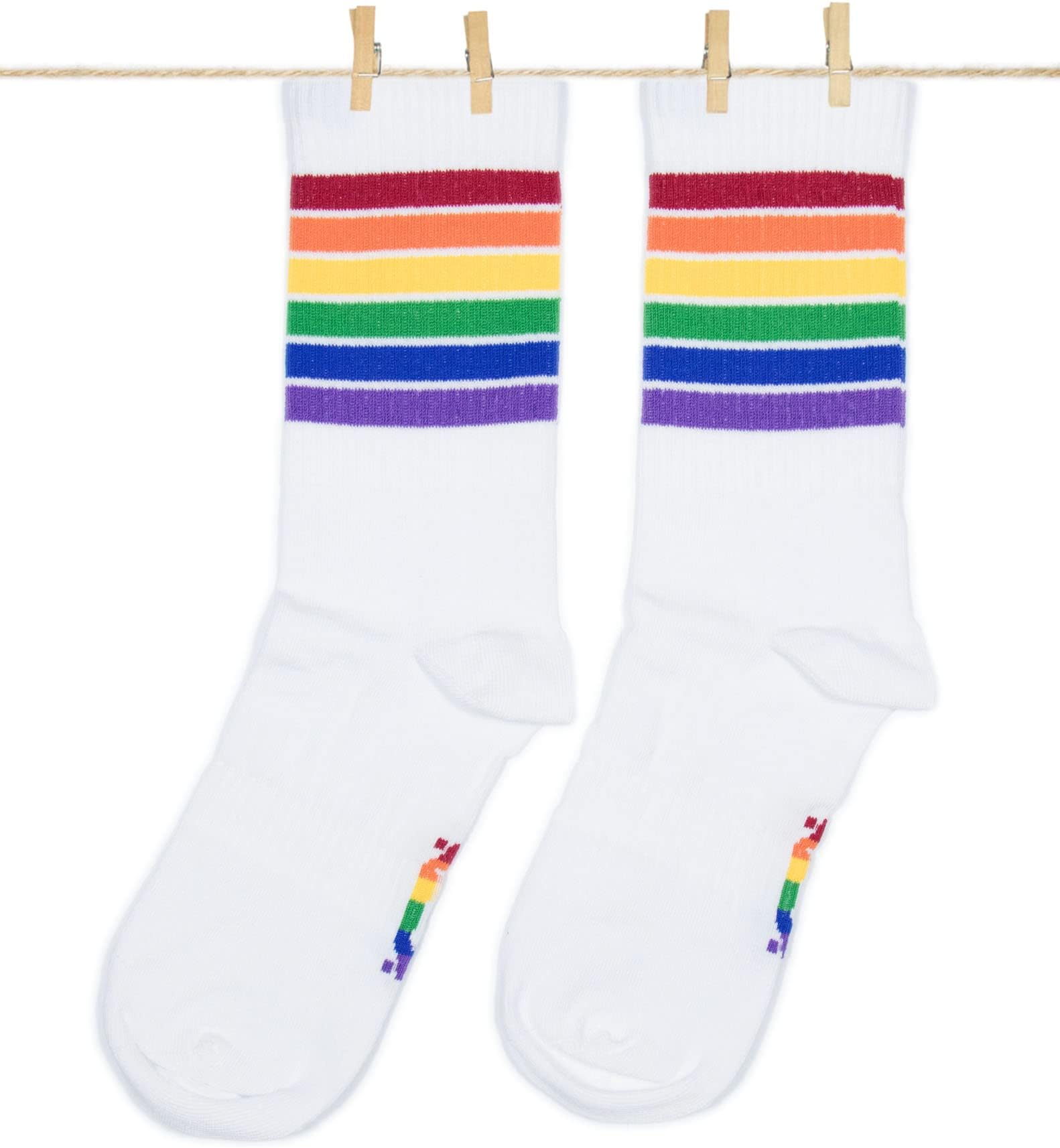 Pride Sport Socks for Men and Women - Rainbow Flag LGTB Gay Parade Cool Happy Retro Crew Socks LGBTQ Accessories Apparel