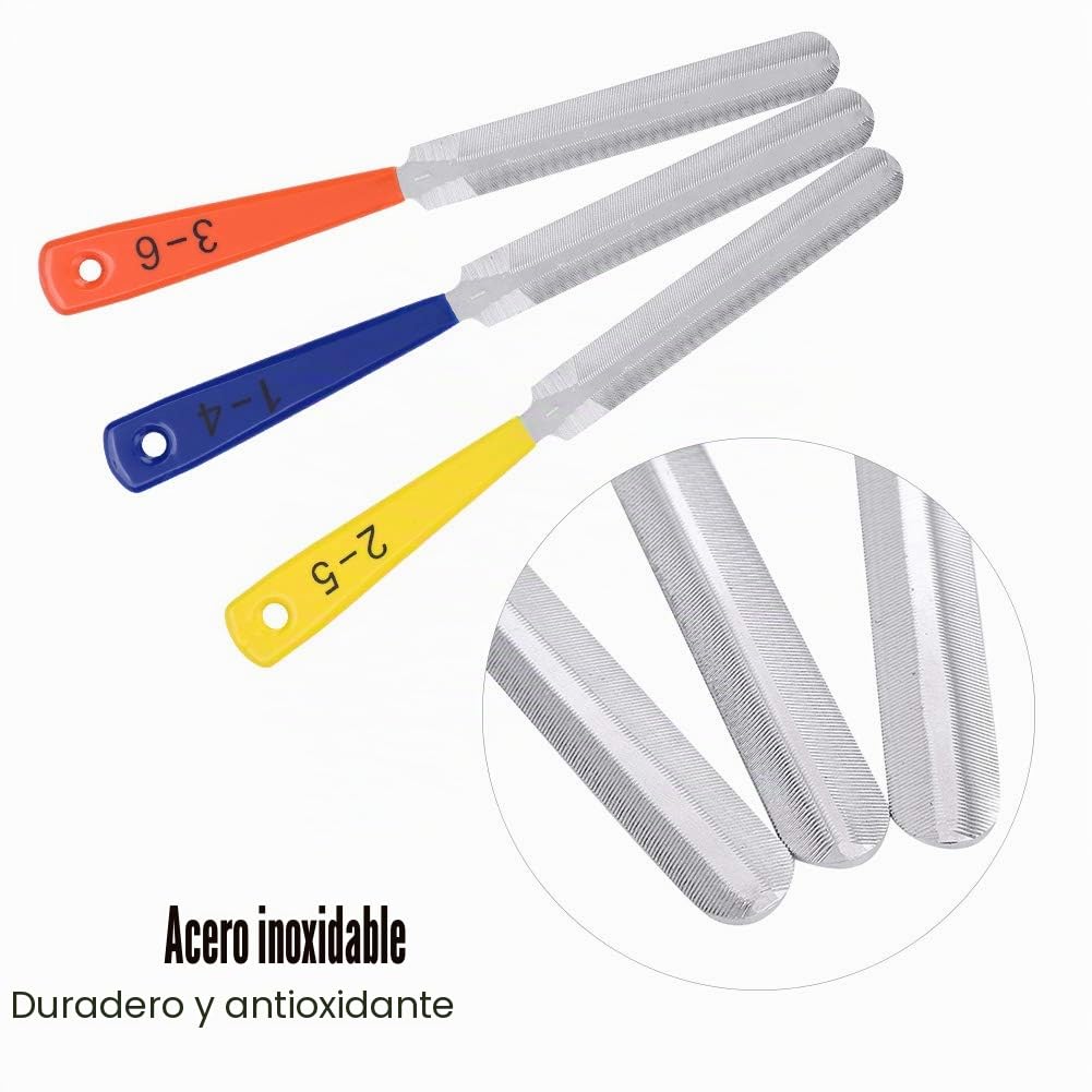 Eujgoov 3PCS Juego De Lima De Tuerca De Guitarra Lima De Ranura De Tuerca De Doble Filo Para Herramientas De Guitarra Eléctrica Herramientas De Luthier Para Bajo Mandolina Ukelele De Banjo