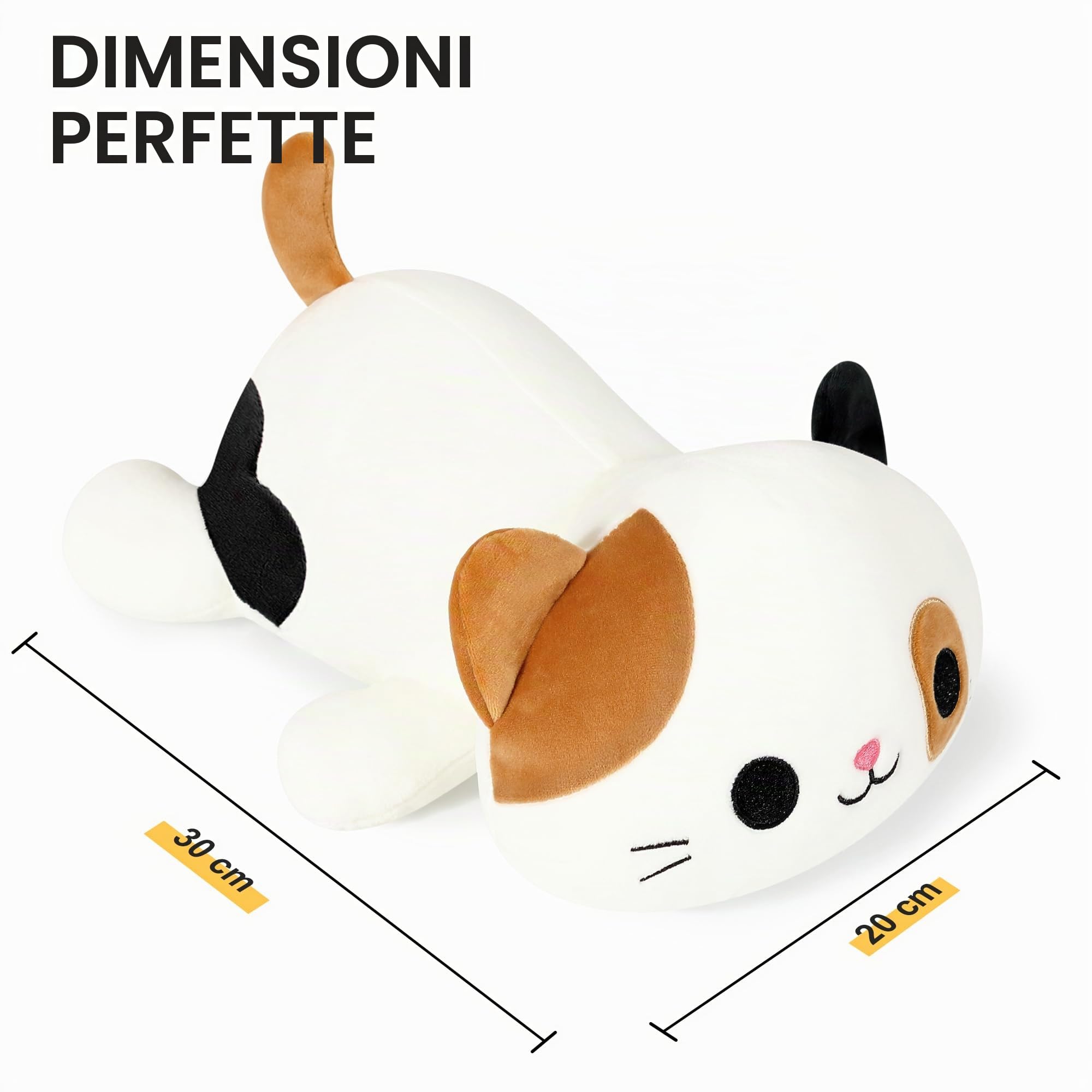 Shownicer - Peluche di gatto kawaii, cuscino in peluche, giocattolo per bambini, regalo per ragazze di 3+ anni (Marrone, 30 cm)