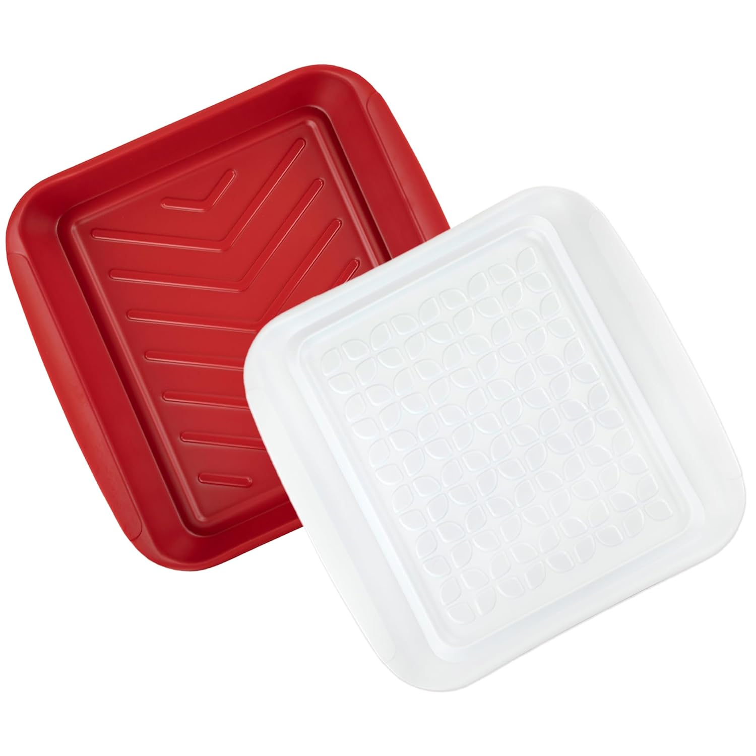 Tovolo Meat Marinating Container with Lid: 2-Piece Stackable BBQ Tray for Steak, Veggies, Burgers - Dishwasher Safe, 10.5"