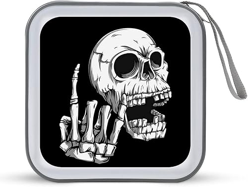 Rock 'N Roll Skull - Funda de plástico para CD, bolsa organizadora de almacenamiento para auto y hogar